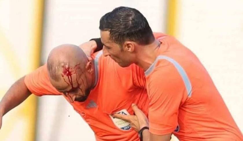 Verletzung des Schiedsrichterassistenten Marouene Saâd am Kopf durch einen geworfenen Gegenstand